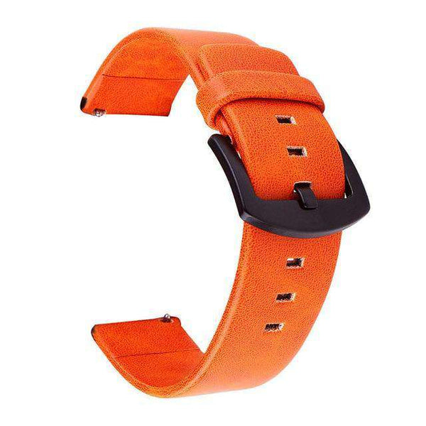 18mm 20mm 22mm 24mm Orange / Red / Blue / Brown / Grey / Black Leather Watch Strap with Quick Release Pin [W138]