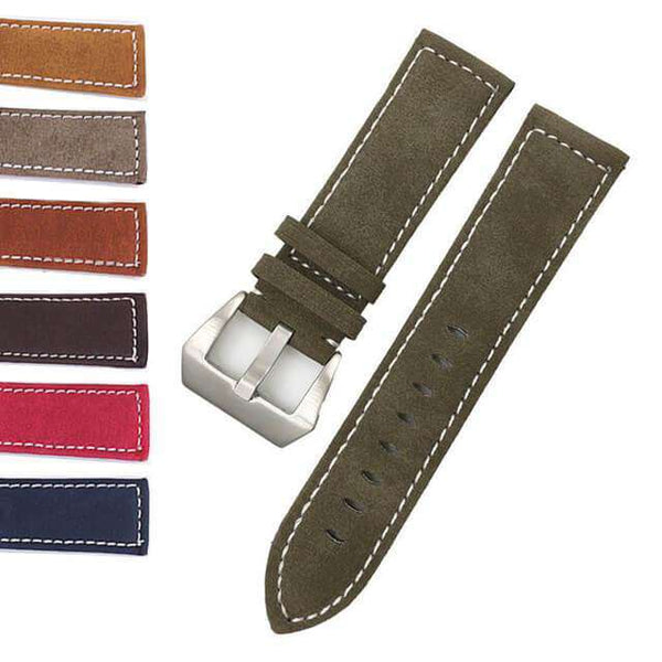 Dark Olive Green 18mm 20mm 22mm 24mm Red / Blue / Green / Brown / Black Leather Watch Strap [W015]