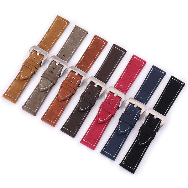 18mm 20mm 22mm 24mm Red / Blue / Green / Brown / Black Leather Watch Strap [W015]