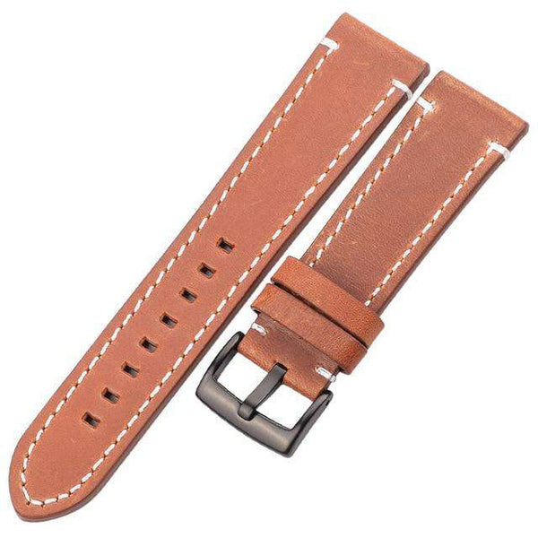 18mm 20mm 22mm 24mm Red / Blue / Green / Brown / Black Leather Watch Strap with Silver / Black Buckle [W100]