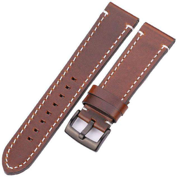 18mm 20mm 22mm 24mm Red / Blue / Green / Brown / Black Leather Watch Strap with Silver / Black Buckle [W100]
