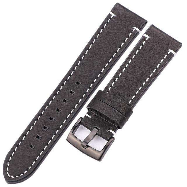 18mm 20mm 22mm 24mm Red / Blue / Green / Brown / Black Leather Watch Strap with Silver / Black Buckle [W100]