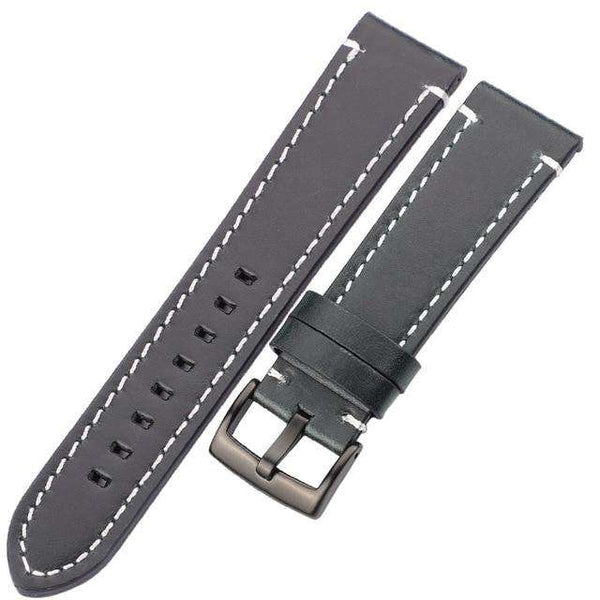 18mm 20mm 22mm 24mm Red / Blue / Green / Brown / Black Leather Watch Strap with Silver / Black Buckle [W100]