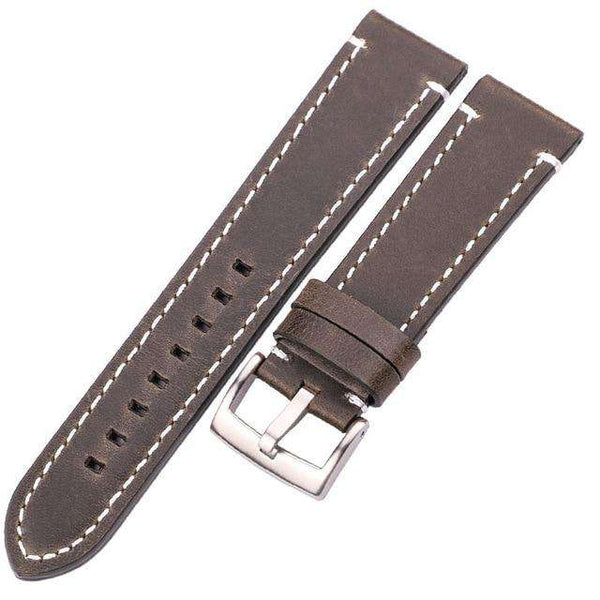 18mm 20mm 22mm 24mm Red / Blue / Green / Brown / Black Leather Watch Strap with Silver / Black Buckle [W100]