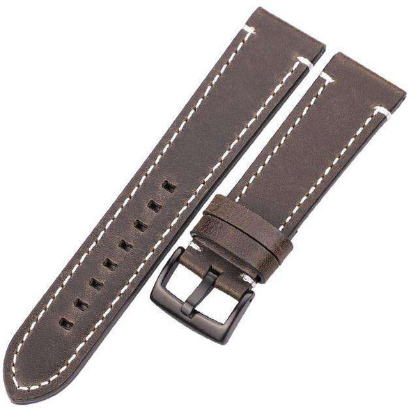 18mm 20mm 22mm 24mm Red / Blue / Green / Brown / Black Leather Watch Strap with Silver / Black Buckle [W100]