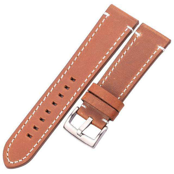 18mm 20mm 22mm 24mm Red / Blue / Green / Brown / Black Leather Watch Strap with Silver / Black Buckle [W100]