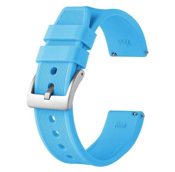 18mm 20mm 22mm 24mm White / Yellow / Red / Pink / Blue / Green / Grey / Black Rubber Watch Strap with Quick Release Pin [W018]