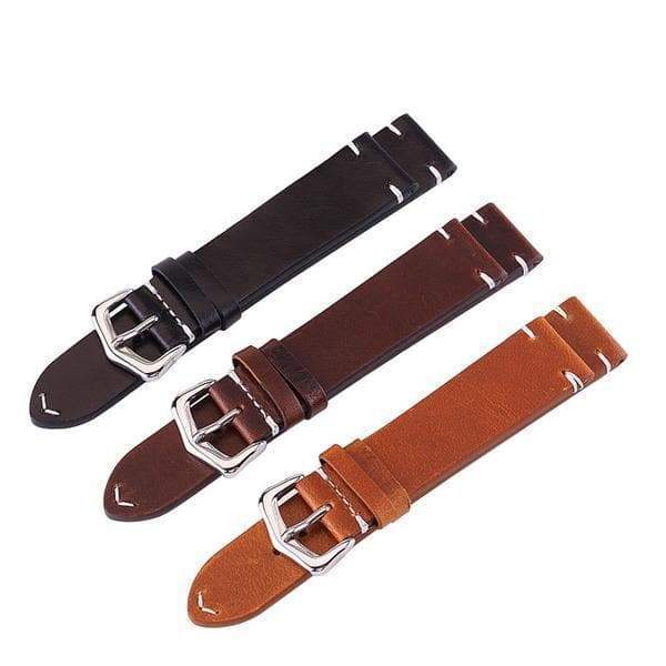 18mm 20mm 22mm 24mm Brown / Black Leather Watch Strap [W086]