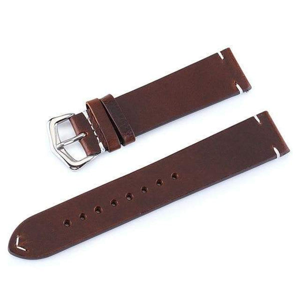 18mm 20mm 22mm 24mm Brown / Black Leather Watch Strap [W086]