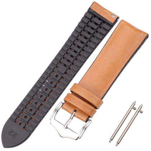 18mm 20mm 22mm Yellow / Maroon / Blue / Green / Brown / Black Hybrid Leather and Rubber Watch Strap with Quick Release Pin[W152]
