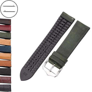 Dark Slate Gray 18mm 20mm 22mm 24mm Yellow / Maroon / Blue / Green / Brown / Black Hybrid Leather and Rubber Watch Strap with Quick Release Pin[W152]