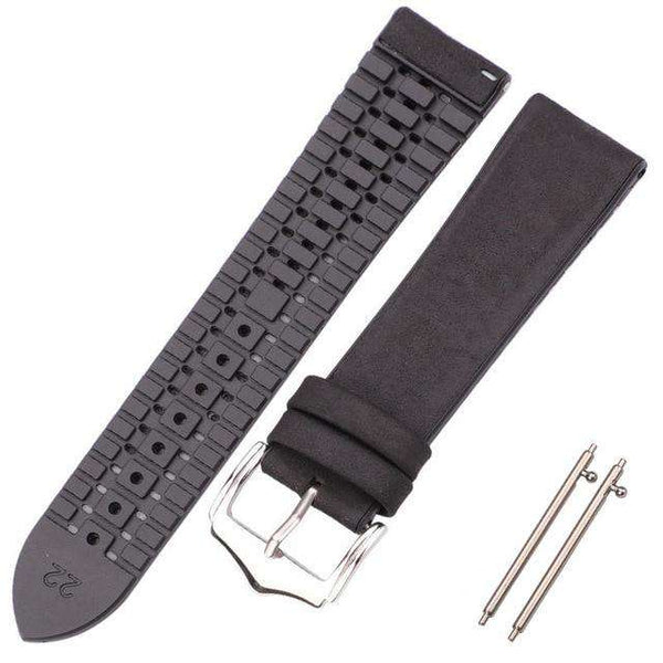 18mm 20mm 22mm Yellow / Maroon / Blue / Green / Brown / Black Hybrid Leather and Rubber Watch Strap with Quick Release Pin[W152]