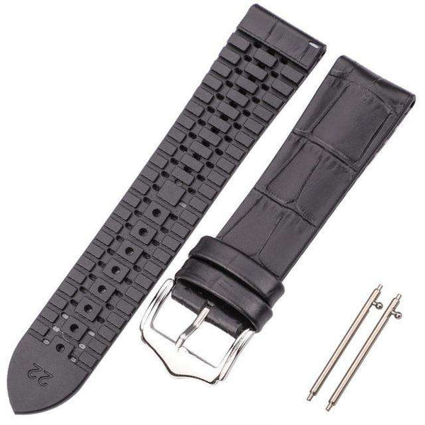 18mm 20mm 22mm Yellow / Maroon / Blue / Green / Brown / Black Hybrid Leather and Rubber Watch Strap with Quick Release Pin[W152]