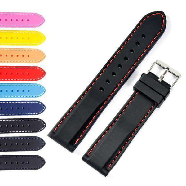 Dark Slate Gray 18mm 20mm 22mm 24mm Yellow / Orange / Red / Pink / Blue / Black Rubber Watch Strap [W032]