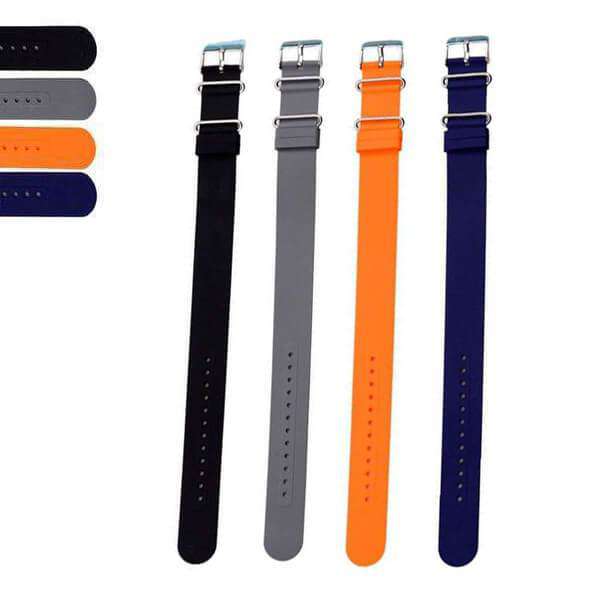 Dark Orange 18mm 20mm 22mm Orange / Blue / Grey / Black Rubber NATO Watch Strap [W078]
