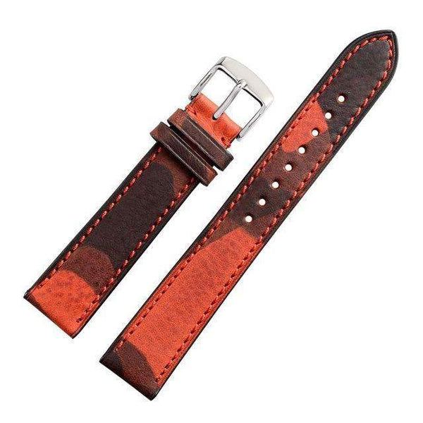 18mm 20mm 22mm Red / Green / Brown Camouflage Leather Watch Strap [W116]