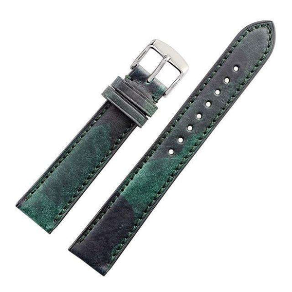 18mm 20mm 22mm Red / Green / Brown Camouflage Leather Watch Strap [W116]