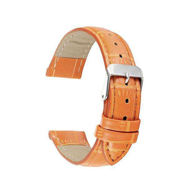 18mm 20mm 22mm White / Yellow / Orange / Red / Pink / Blue / Purple / Brown / Black Leather Watch Strap [W140]