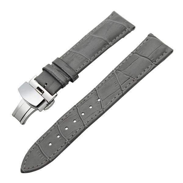 19mm 20mm 21mm 22mm 23mm 24mm White / Red / Pink / Blue / Purple / Green / Brown / Grey / Black Leather Watch Strap with Deployant Clasp [W043]