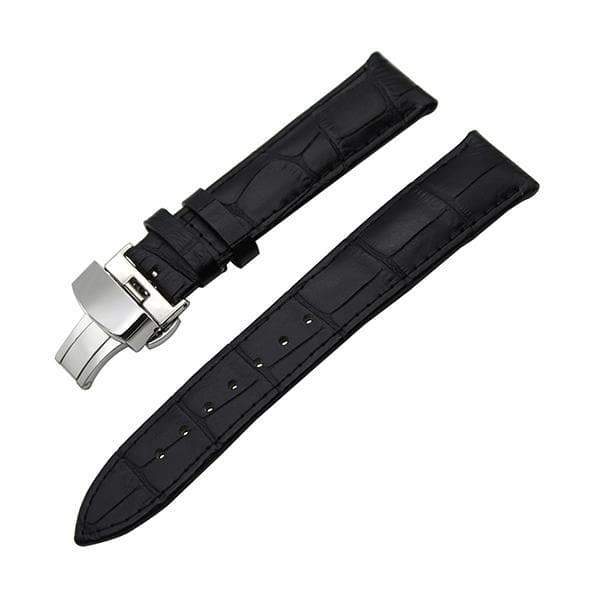 19mm 20mm 21mm 22mm 23mm 24mm White / Red / Pink / Blue / Purple / Green / Brown / Grey / Black Leather Watch Strap with Deployant Clasp [W043]