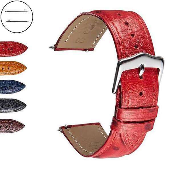 Maroon 18mm 20mm 22mm Orange / Red / Blue / Brown / Black Leather Watch Strap with Quick Release Pin [W158]