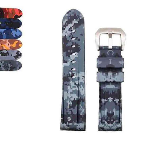 Slate Gray 24mm Camouflage Rubber Watch Strap [W093]