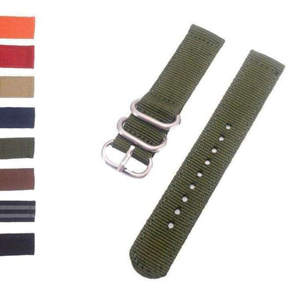 Dark Olive Green 18mm 20mm 22mm 24mm Orange / Red / Blue / Green / Brown / Black Nylon NATO Watch Strap with Silver / Black Buckle [W080]