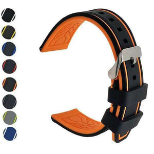 Chocolate 20mm 22mm 24mm 26mm White / Yellow / Orange / Red / Blue / Green / Grey / Black Rubber Watch Strap [W127]