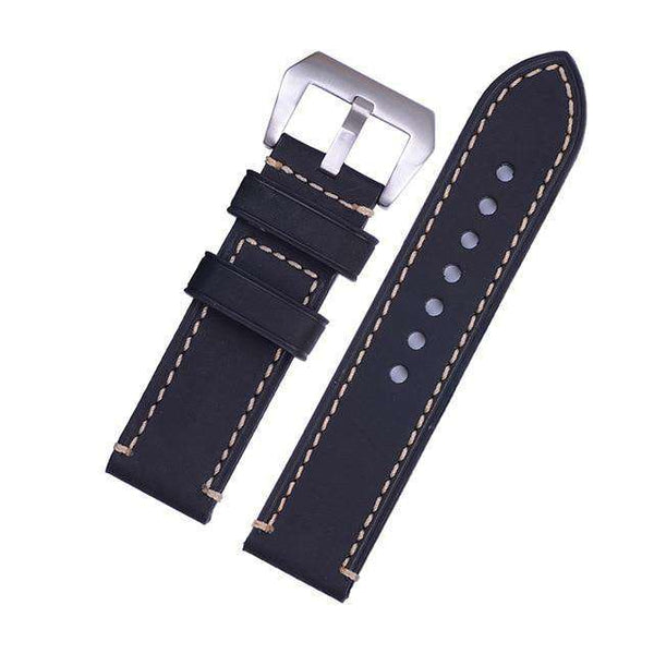 20mm 22mm 24mm 26mm Green / Tan / Brown / Grey / Black Leather Watch Strap with Black Buckle [W135]