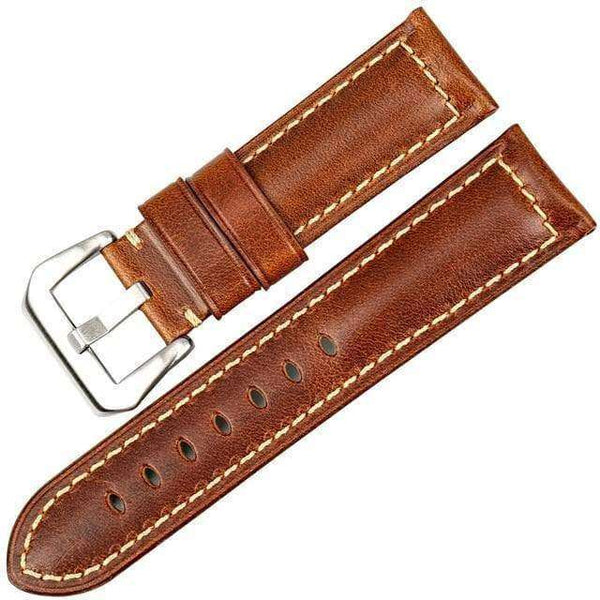 20mm 22mm 24mm 26mm Red / Blue / Green / Brown / Black Leather Watch Strap with Silver / Black Buckle [W082]