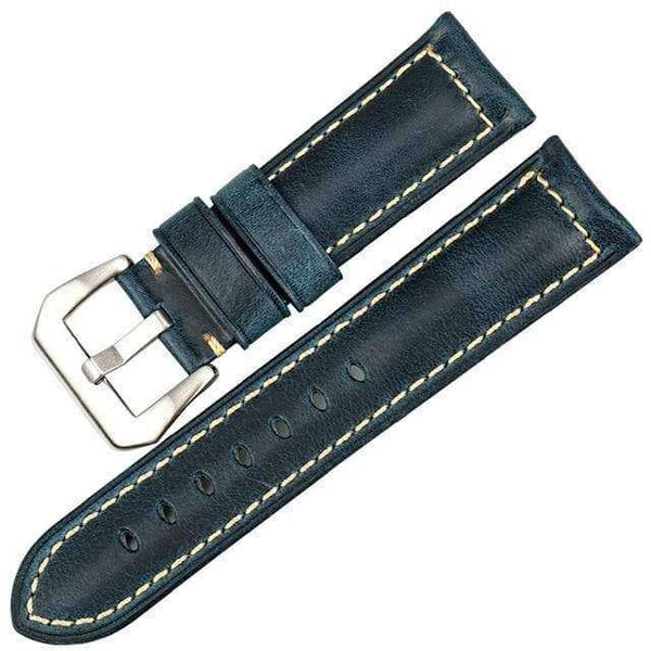 20mm 22mm 24mm 26mm Red / Blue / Green / Brown / Black Leather Watch Strap with Silver / Black Buckle [W082]