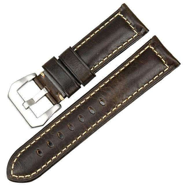20mm 22mm 24mm 26mm Red / Blue / Green / Brown / Black Leather Watch Strap with Silver / Black Buckle [W082]