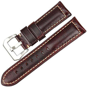 20mm 22mm 24mm 26mm Red / Blue / Green / Brown / Black Leather Watch Strap with Silver / Black Buckle [W082]