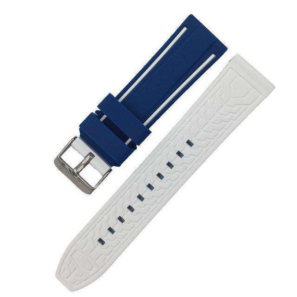 20mm 22mm 24mm 26mm White / Yellow / Orange / Red / Blue / Green / Grey / Black Rubber Watch Strap [W127]