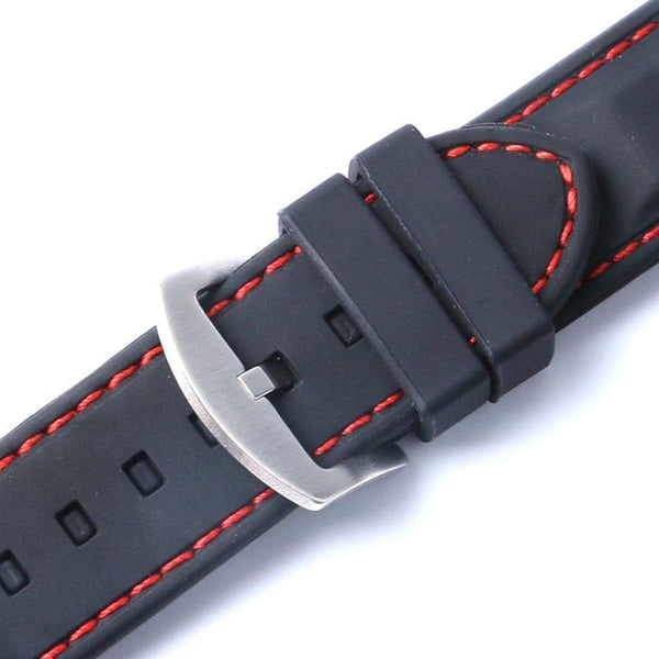 20mm 22mm 24mm Black Rubber Watch Strap [W074]