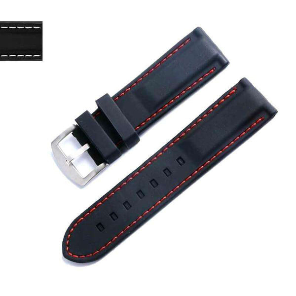 Dark Slate Gray 20mm 22mm 24mm Black Rubber Watch Strap [W074]