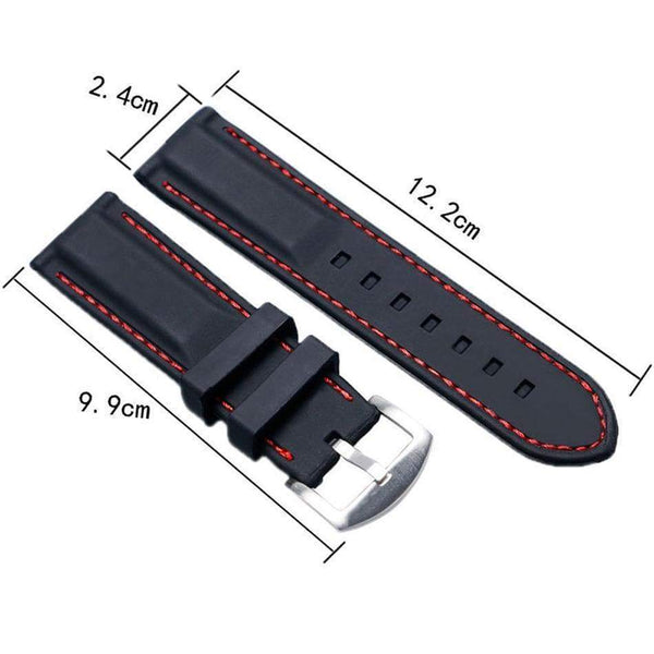20mm 22mm 24mm Black Rubber Watch Strap [W074]