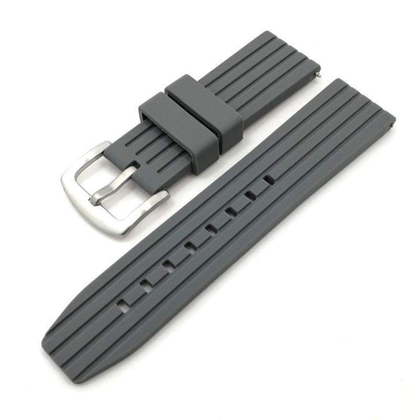 20mm 22mm 24mm Blue / Grey / Black Rubber Watch Strap with Quick Release Pin [W090]