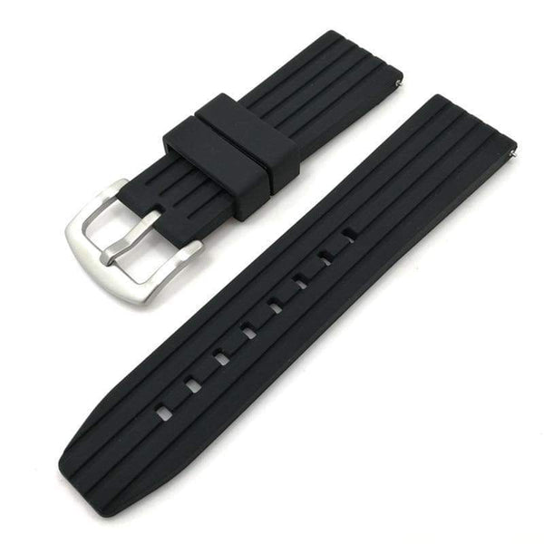 20mm 22mm 24mm Blue / Grey / Black Rubber Watch Strap with Quick Release Pin [W090]