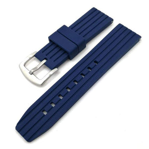 20mm 22mm 24mm Blue / Grey / Black Rubber Watch Strap with Quick Release Pin [W090]
