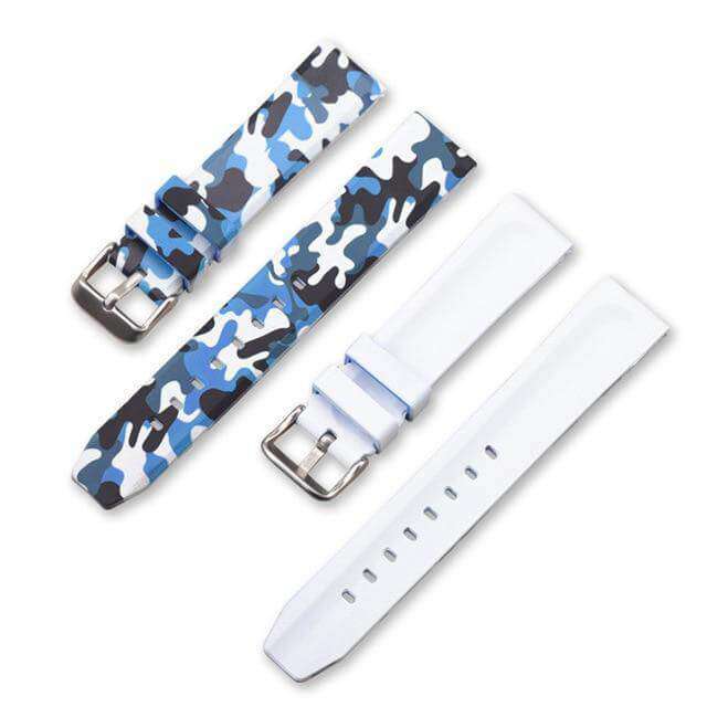 20mm 22mm 24mm Green / Grey / Blue Rubber Camo Watch Strap [W024]