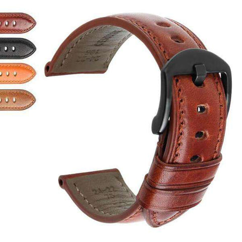 Saddle Brown 20mm 22mm 24mm Orange / Brown / Black Leather Watch Strap [W004]