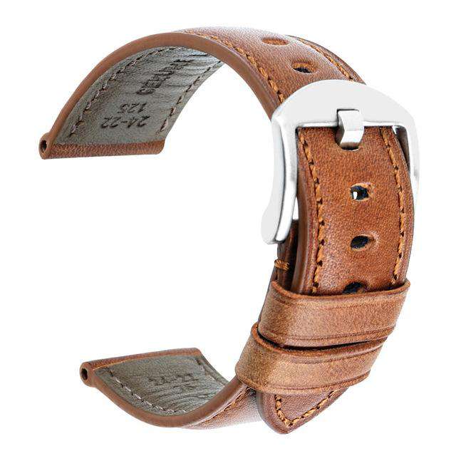 20mm 22mm 24mm Orange / Brown / Black Leather Watch Strap [W004]