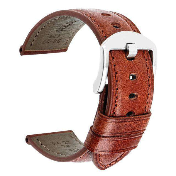 20mm 22mm 24mm Orange / Brown / Black Leather Watch Strap [W004]