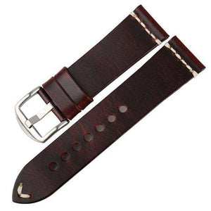 20mm 22mm 24mm Red / Blue / Green / Brown / Black Leather Watch Strap [W008]