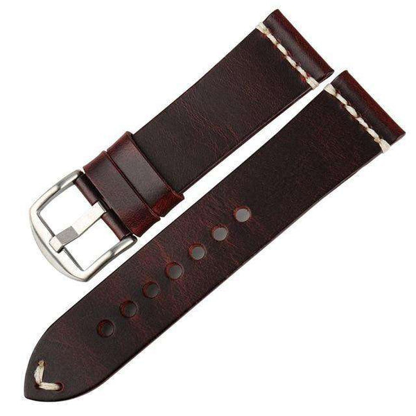 20mm 22mm 24mm Red / Blue / Green / Brown / Black Leather Watch Strap [W008]