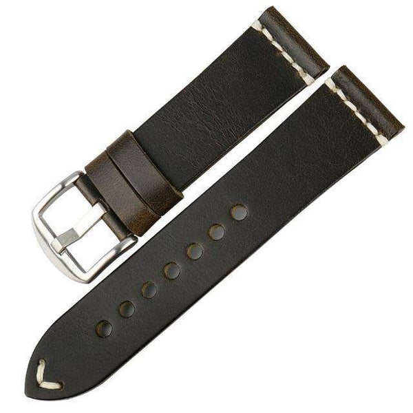 20mm 22mm 24mm Red / Blue / Green / Brown / Black Leather Watch Strap [W008]