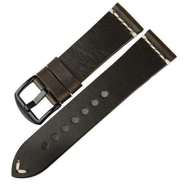 20mm 22mm 24mm Red / Blue / Green / Brown / Black Leather Watch Strap [W008]