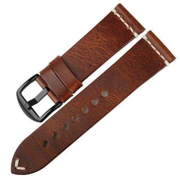 20mm 22mm 24mm Red / Blue / Green / Brown / Black Leather Watch Strap [W008]