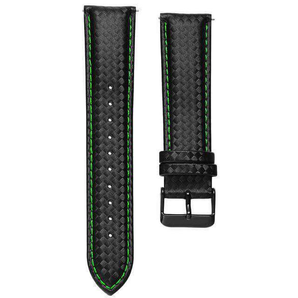 Dark Slate Gray 20mm 22mm Black Carbon Fiber Leather Watch Strap with Quick Release Pin [W037]